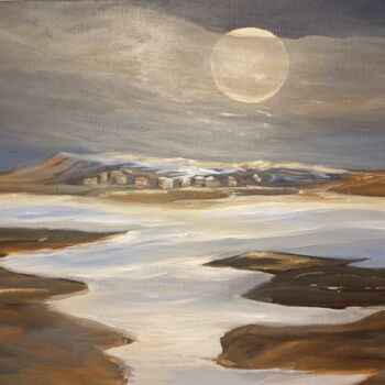 Painting titled "Pleine lune" by Christine Lavialle, Original Artwork, Acrylic