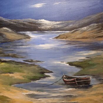 Pintura intitulada "La barque" por Christine Lavialle, Obras de arte originais, Acrílico