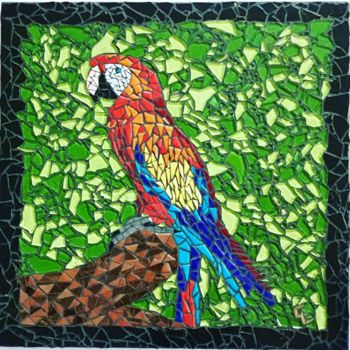 Scultura intitolato "Perroquet" da Christine Louchet, Opera d'arte originale, Mosaico