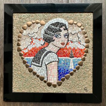 Sculpture titled "Pin-up" by Christine Louchet, Original Artwork, Mosaic