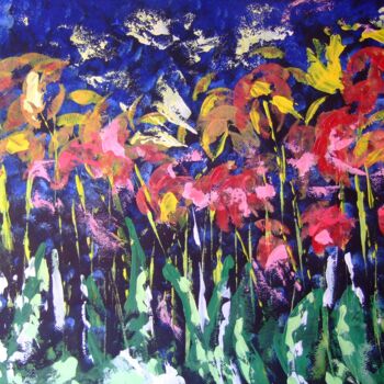 Painting titled "Vision fleurie" by Christine Louisy-Louis, Original Artwork, Acrylic