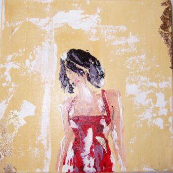 Peinture intitulée "Femme en rouge" par Christine Louisy-Louis, Œuvre d'art originale, Huile