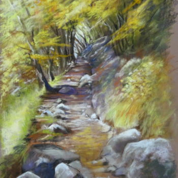 Painting titled "octobre" by Christine Mergnat, Original Artwork, Pastel