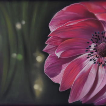 Painting titled "cosmic flower" by Christine Mergnat, Original Artwork, Pastel