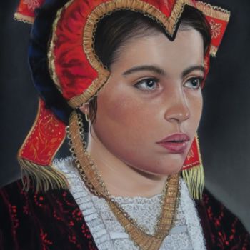 Painting titled "Héloïse" by Christine Mergnat, Original Artwork, Pastel