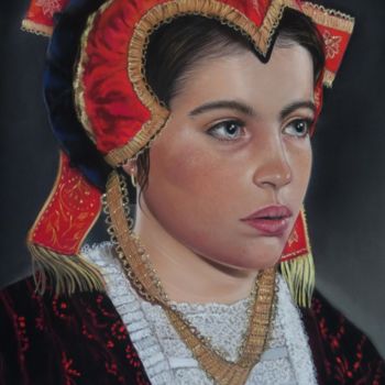 Malerei mit dem Titel "Héloïse" von Christine Mergnat, Original-Kunstwerk, Pastell