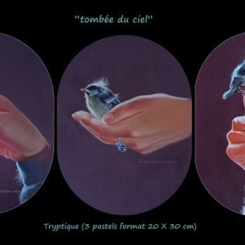 「"tombée du ciel"」というタイトルの絵画 Christine Mergnatによって, オリジナルのアートワーク, パステル