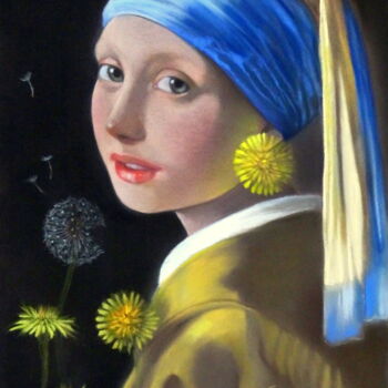 Картина под названием ""la jeune fille au…" - Christine Mergnat, Подлинное произведение искусства, Пастель
