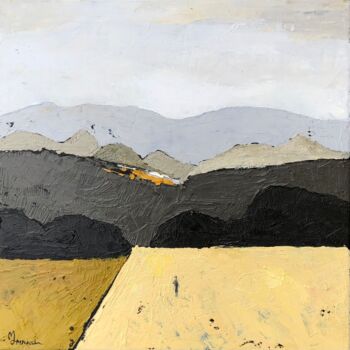 Painting titled "Monts et collines d…" by Christine Morineau, Original Artwork, Oil