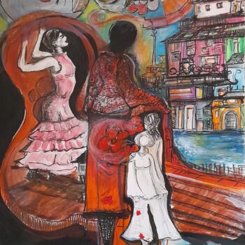 Peinture intitulée "Flamenca-3" par Christine Praneuf, Œuvre d'art originale, Acrylique