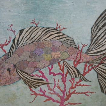 Peinture intitulée "Miss Fish" par Christine Pruvot, Œuvre d'art originale, Acrylique