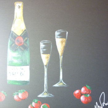 Painting titled "Champagne à 2" by Christine Roux, Original Artwork, Acrylic