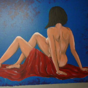 Painting titled "Femme allongée" by Christine Roux, Original Artwork, Acrylic