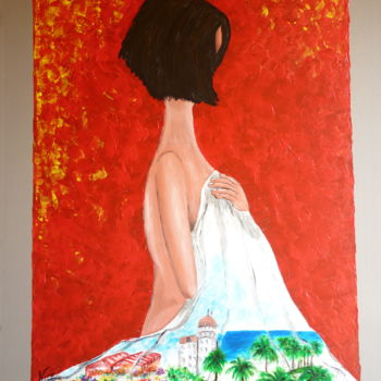 Painting titled "Femme Niçoise" by Christine Roux, Original Artwork, Acrylic