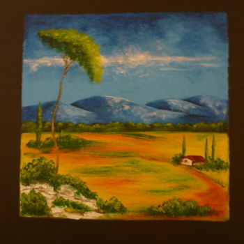 Картина под названием "Paysage de Provence" - Christine Roux, Подлинное произведение искусства, Акрил