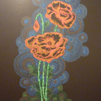 Pittura intitolato "Art aborigène : poi…" da Christine Roux, Opera d'arte originale