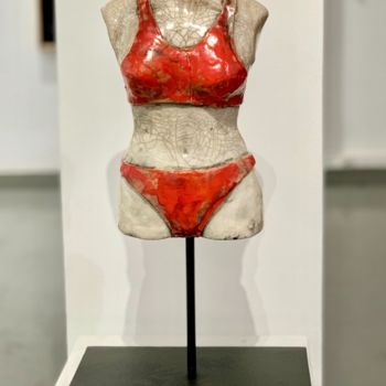 Rzeźba zatytułowany „Buste en maillot de…” autorstwa Christine Sawas, Oryginalna praca, Ceramika