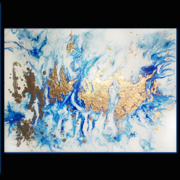 Painting titled "blue sea (3x(34cmx2…" by Christine Sylvestre, Original Artwork, Acrylic