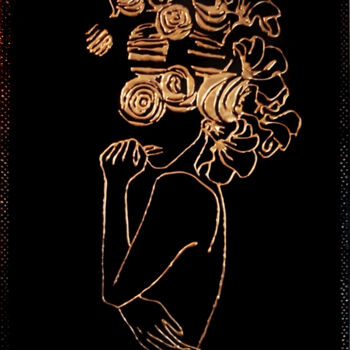 Картина под названием "flowers head" - Christine Sylvestre, Подлинное произведение искусства, Акрил
