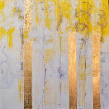 Painting titled "Carré d'Or" by Christine Vannier, Original Artwork, Pigments Mounted on Wood Stretcher frame