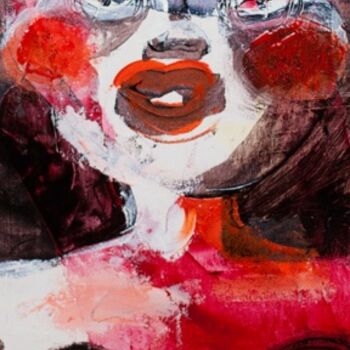 Pintura titulada "femme ecarlate" por Christine Vannier, Obra de arte original, Oleo