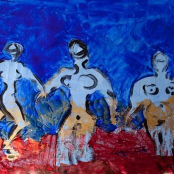 Peinture intitulée "Femmes baigneuses" par Christine Vannier, Œuvre d'art originale, Huile