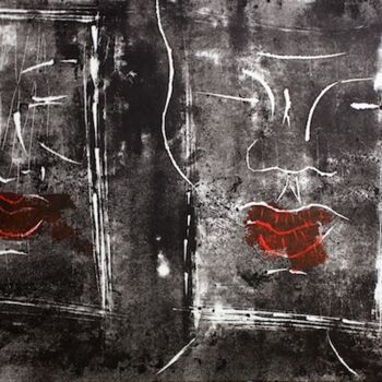 Estampas & grabados titulada "masque 2" por Christine Vannier, Obra de arte original, Grabado
