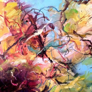 Картина под названием "les fleurs 2" - Christine Vinandy, Подлинное произведение искусства, Акрил