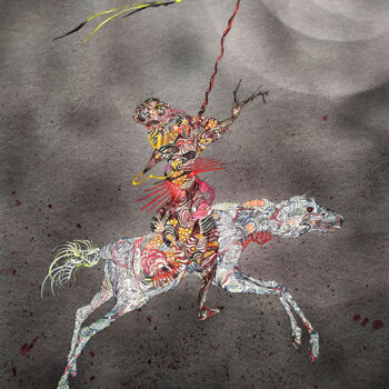 Pittura intitolato "Le Cavalier" da Christine Zeytounian-Belous, Opera d'arte originale, Acquarello