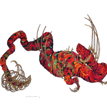Drawing titled "Dragon" by Christine Zeytounian-Belous, Original Artwork, Marker