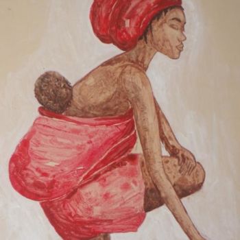 Painting titled "L'Africaine" by Christine Bousquet, Original Artwork, Oil