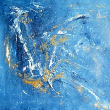 Malerei mit dem Titel "pensée bleue au fil…" von Christine Busquet, Original-Kunstwerk