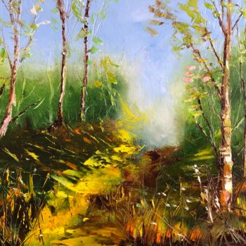 Peinture intitulée "La forêt enchantere…" par Christine Collard, Œuvre d'art originale, Huile