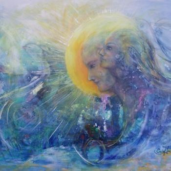 Peinture intitulée "Amour Dauphin" par Crist'In, Œuvre d'art originale, Acrylique