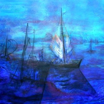 Painting titled "Départ en mer" by Crist'In, Original Artwork, Acrylic