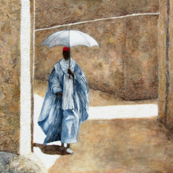 Painting titled "Le parapluie du sol…" by Christine Guenand, Original Artwork, Acrylic Mounted on Wood Stretcher frame