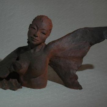 Sculptuur getiteld "Ange" door Christine Lambert, Origineel Kunstwerk, Terra cotta