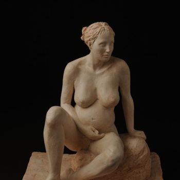 Sculptuur getiteld ""être mère"" door Christine Lambert, Origineel Kunstwerk, Terra cotta