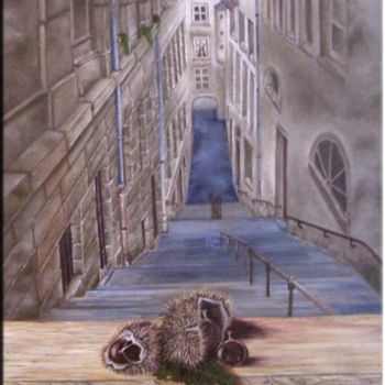 Pintura titulada "La fête des marrons…" por Christine Mignot, Obra de arte original, Oleo Montado en Bastidor de camilla de…