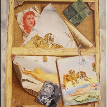 Painting titled "Surréalisme en trom…" by Christine Mignot, Original Artwork, Oil Mounted on Wood Stretcher frame