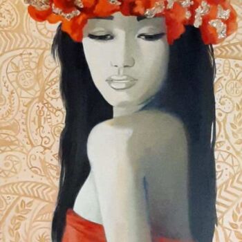 Painting titled "Maeva ( série Femme…" by Chrystine Mounié, Original Artwork, Oil Mounted on Wood Stretcher frame