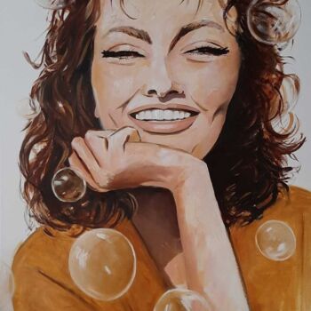 Pintura titulada "Sophia pétillante !" por Chrystine Mounié, Obra de arte original, Oleo Montado en Bastidor de camilla de m…
