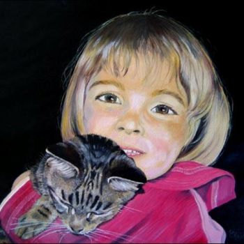 Painting titled "La peluche et la po…" by Christine Pultz, Original Artwork