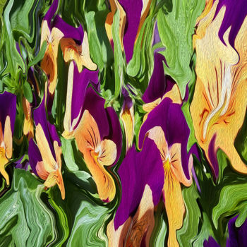 Цифровое искусство под названием "floral 07 The pansi…" - Christine Zion, Подлинное произведение искусства, Цифровая живопись