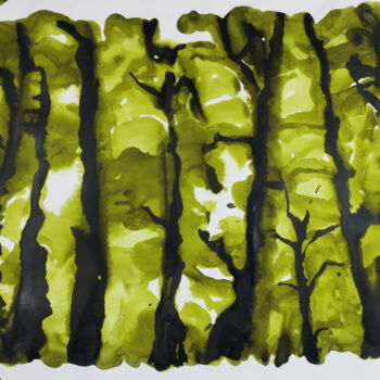 Peinture intitulée "Dans les ombres ver…" par Christophe Carton, Œuvre d'art originale, Aquarelle