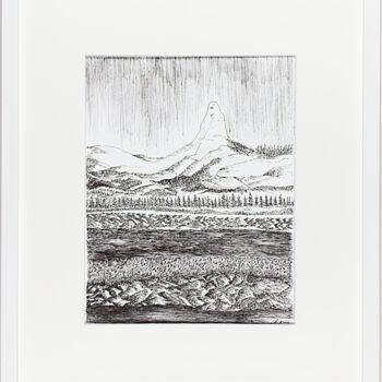 Desenho intitulada "Black mountain 2/6" por Christophe Carton, Obras de arte originais, Tinta