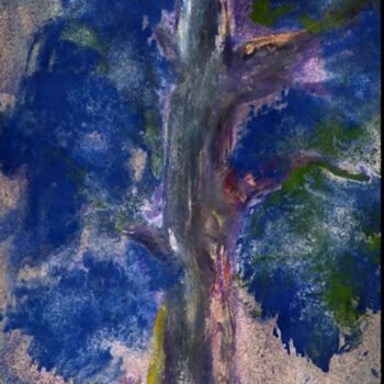 Painting titled "arbre bleu" by Christophe Carton, Original Artwork, Oil