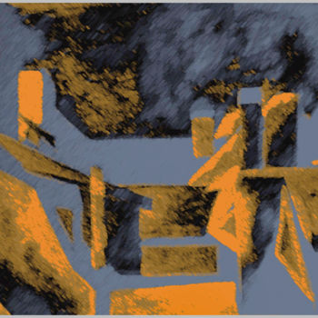 Printmaking titled "Des Toits 1" by Richka, Original Artwork, Digital Print Mounted on Wood Panel