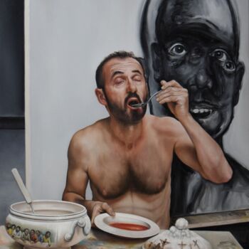 Painting titled "Face FS188 Last Din…" by Christophe Avella Bagur, Original Artwork, Oil
