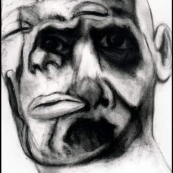 Drawing titled "FACE FS7 Drunk Frank" by Christophe Avella Bagur, Original Artwork, Charcoal